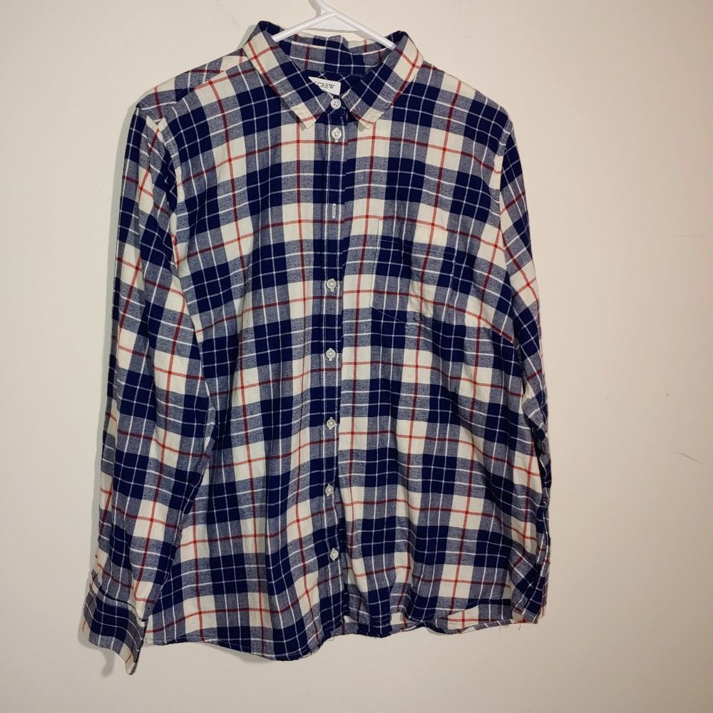 J. Crew Factory Flannel Plaid Button Down Shirt Long Sleeve Size 2X Blue…